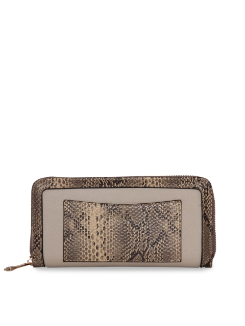 

ESBEDA Women Beige Animal Print Zip Around Wallet