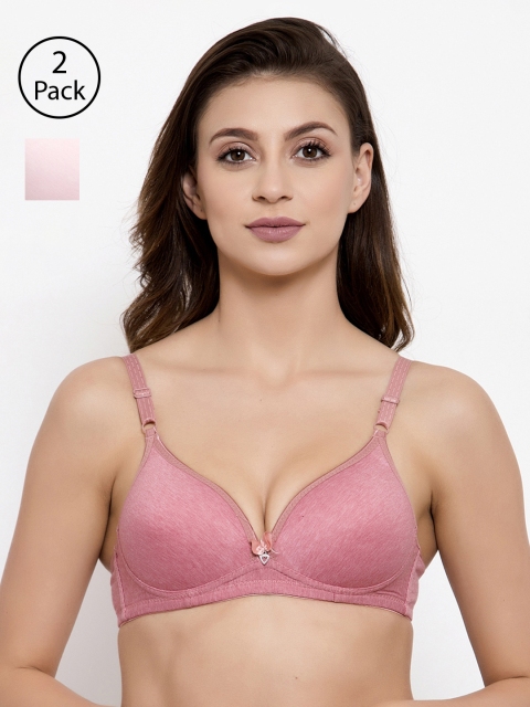 

Friskers Pack of 2 Pink Solid Non-Wired Lightly Padded Push-Up Bras O-2039-08-10