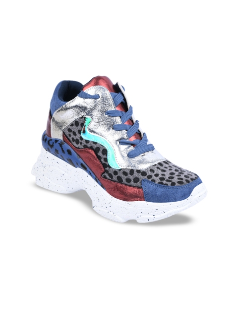 

URBANE Women Blue Printed Synthetic Mid-Top Sneakers