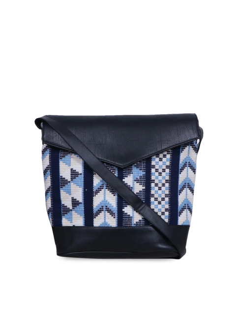 

Diwaah Blue & White Self Design Sling Bag