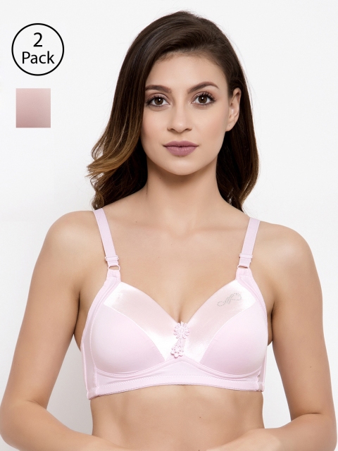 

Friskers Pack of 2 Solid Underwired Lightly Padded Everyday Bras O-707-10-21, Pink