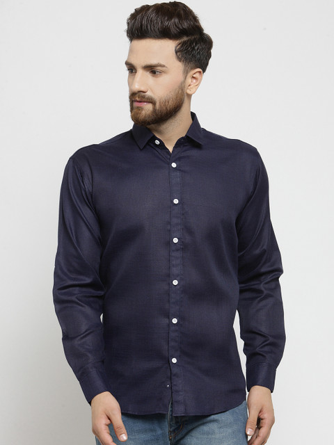 

JAINISH Men Navy Blue Classic Regular Fit Solid Casual Shirt