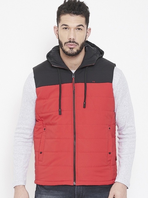

Okane Men Red Colourblocked Padded Jacket