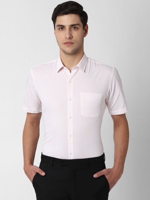 

Peter England Men White Regular Fit Striped Formal Shirt