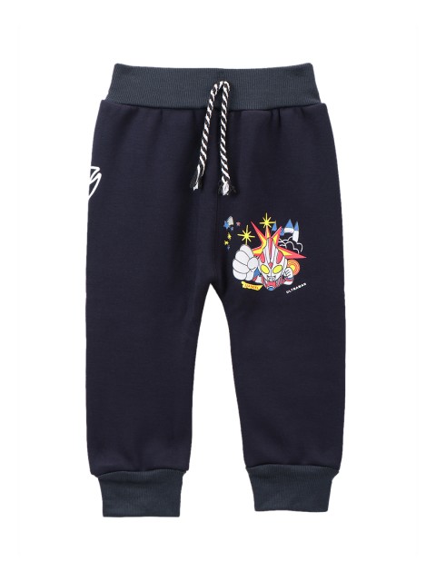 

LilPicks Boys Navy Blue Printed Straight-Fit Joggers