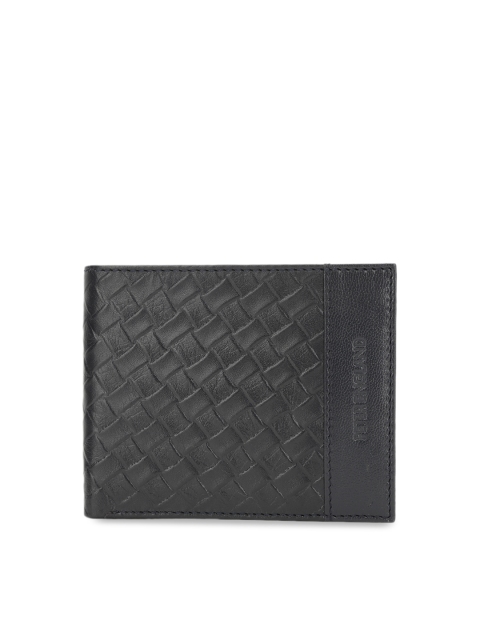 

Peter England Men Black Textured Two Fold Leather Wallet