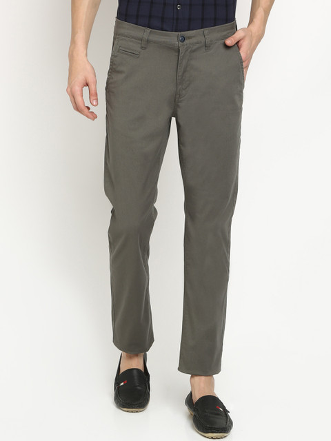 

Crocodile Men Grey Slim Fit Solid Chinos