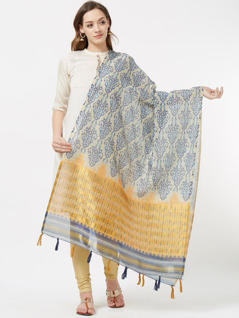 

Faserz Blue & Beige Printed Dupatta