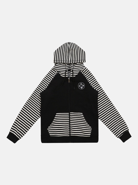 

Lil Tomatoes Boys Black & White Colourblocked Hooded Sweatshirt