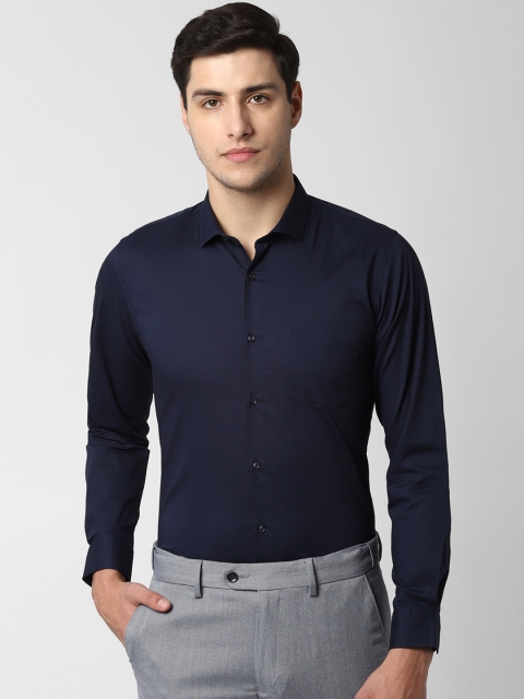 

Peter England Men Navy Blue Slim Fit Solid Formal Shirt