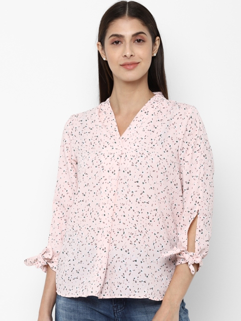 

Allen Solly Woman Pink Printed Shirt Style Top