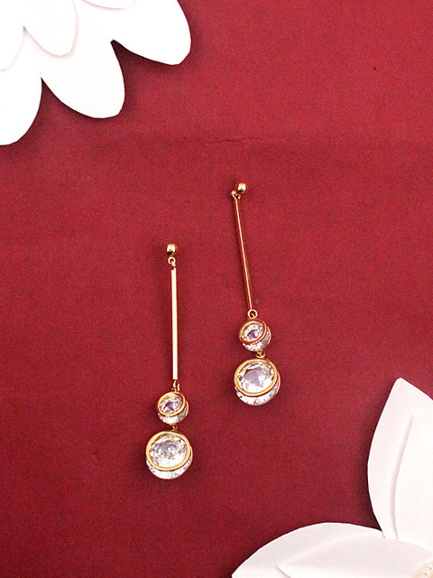 

Sia Art Jewellery Gold-Plated CZ-Studded Classic Drop Earrings