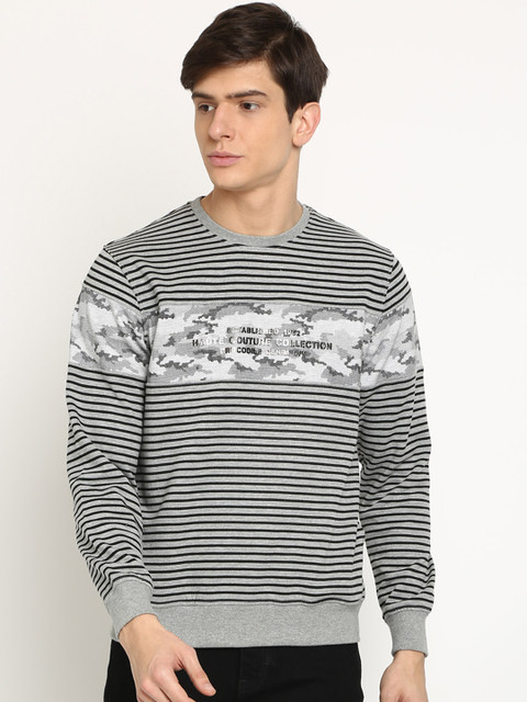 

Crocodile Men Grey & Black Striped Sweatshirt