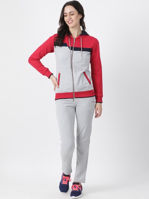 

Monte Carlo Women Grey Melange & Red Colourblocked Tracksuit