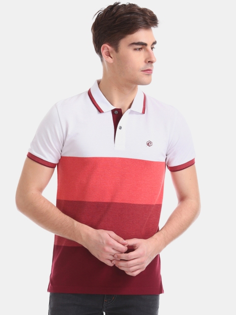 

RUF & TUF Men Red Colourblocked Polo Collar T-shirt