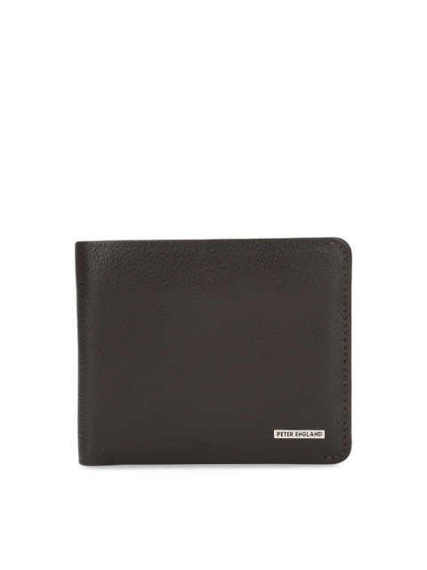 

Peter England Men Brown Textured Leather Two Fold Wallet