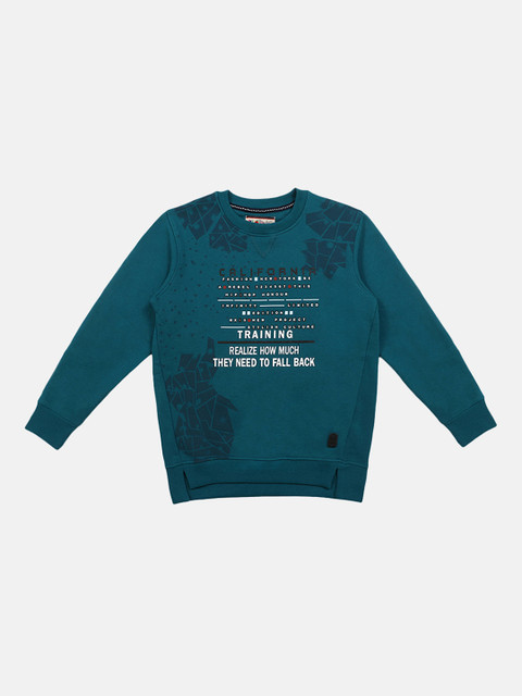 

Lil Tomatoes Boys Teal Green & White Printed Sweatshirt