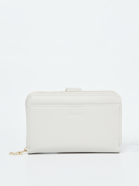 

Ginger by Lifestyle Women White Solid Zip Around Wallet