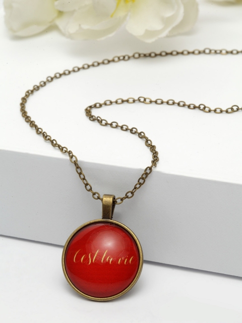 

AVANT-GARDE PARIS Brass-Plated & Red C'est La Vie Pendant With Chain
