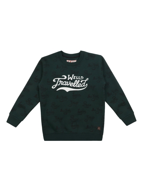 

Lil Tomatoes Boys Green & White Printed Sweatshirt