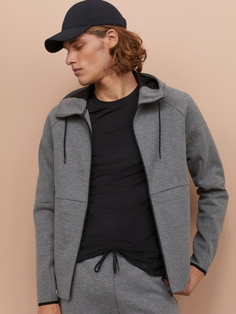 

H&M Men Grey Solid Track Jacket Regular Fit