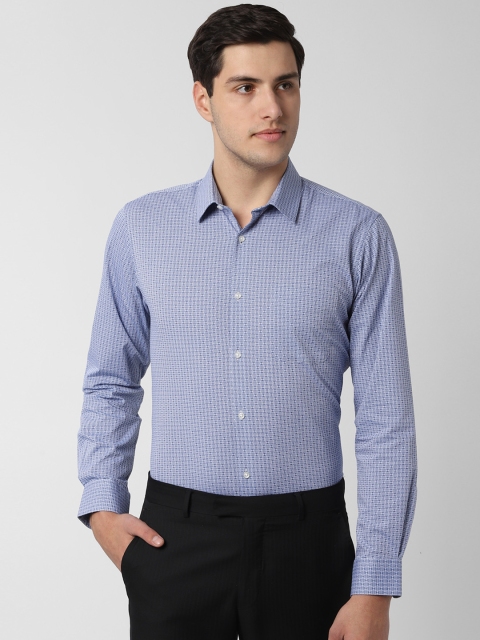 

Peter England Men Blue Regular Fit Self Design Formal Shirt