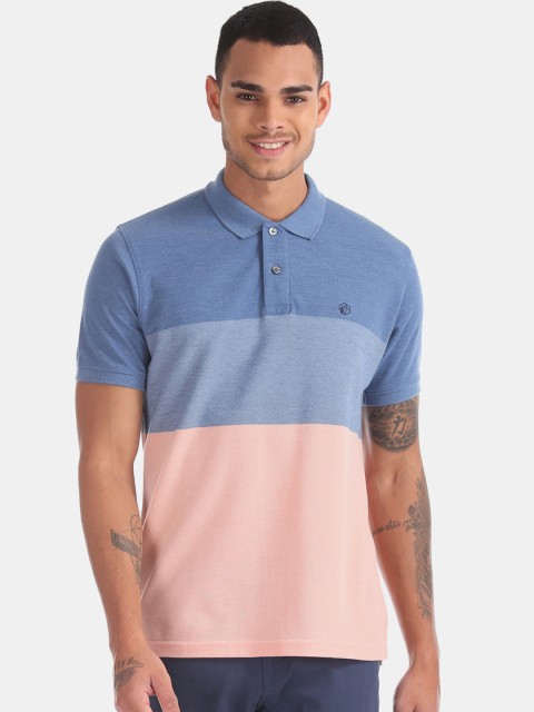 

RUF & TUF Men Blue Colourblocked Polo Collar T-shirt