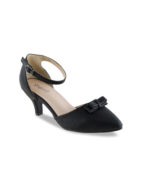 Sherrif Shoes Women Black Solid Heels