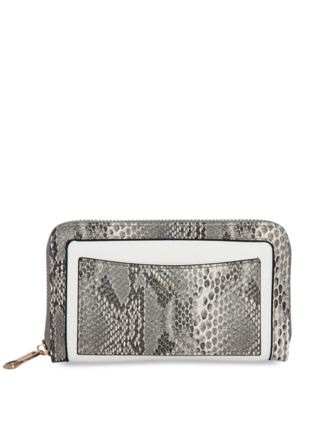 

ESBEDA Women White & Grey Snakeskin Print Zip Around Wallet