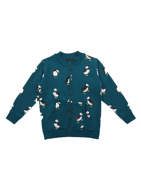 

Lil Tomatoes Boys Teal Green & White Printed Sweatshirt