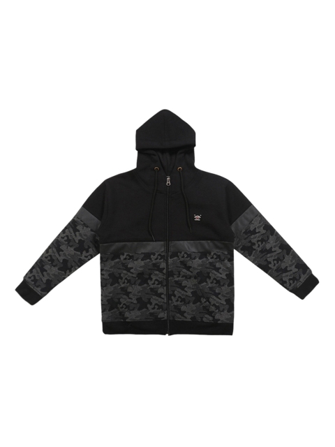 

Lil Tomatoes Boys Black & Grey Camouflage Printed Hooded Sweatshirt