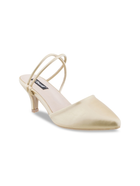 

Sherrif Shoes Women Gold-Toned Solid Kitten Heels