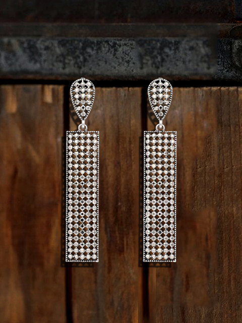 

Sia Art Jewellery Silver-Toned Geometric Drop Earrings