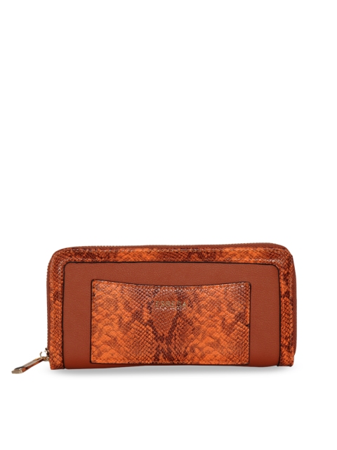 

ESBEDA Women Orange Snakeskin Print Zip Around Wallet