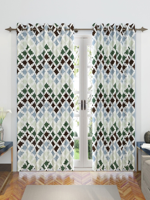 

Divine Casa Green, Grey & Brown Set of 2 Door Curtains