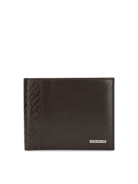 

Peter England Men Brown Textured Two Fold Leather Wallet