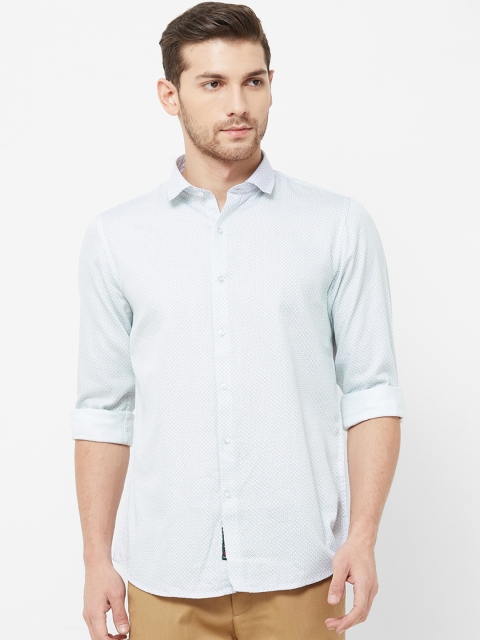 

Solemio Men White Regular Fit Printed Casual Shirt