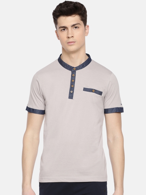 

Dollar Bigboss Men Beige Solid Henley Neck Lounge T-shirt