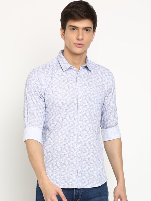 

Crocodile Men Blue & White Slim Fit Printed Casual Shirt