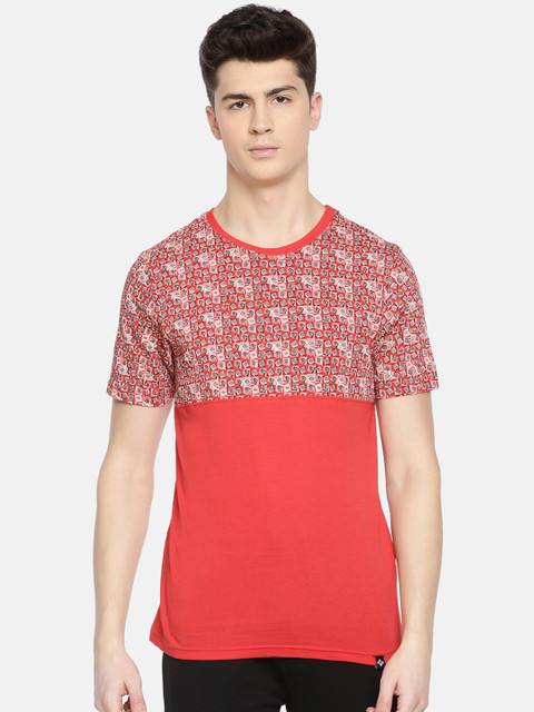 

Dollar Bigboss Men Red & Pink Printed Lounge T-Shirt