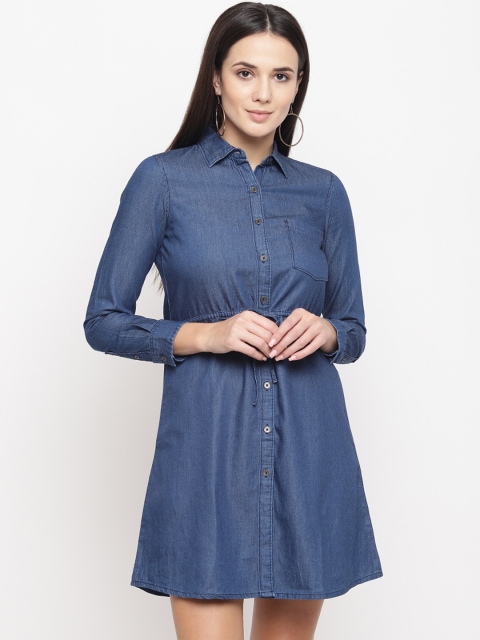 

Aeropostale Women Blue Solid Shirt Dress