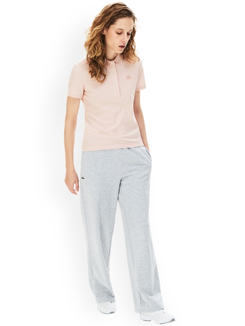 

Lacoste Women Pink Self Design Polo Collar T-shirt