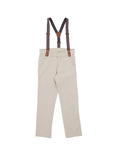 

Pantaloons Junior Boys Beige Regular Fit Solid Regular Trousers with Suspenders