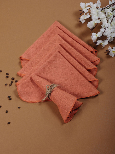 

NEUDIS Set of 6 Peach-Coloured Solid Cotton Table Napkins