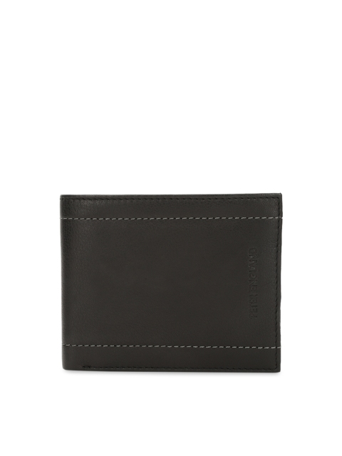 

Peter England Men Brown Textured Two Fold Leather Wallet