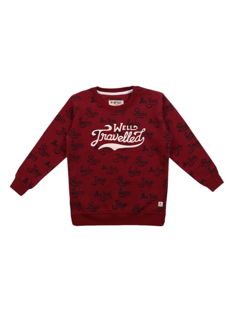 

Lil Tomatoes Boys Maroon & White Printed Sweatshirt