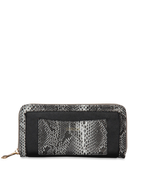 

ESBEDA Women Black Animal Print Zip Around Wallet
