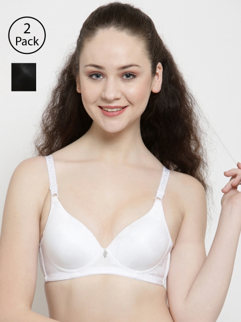 

Friskers Pack of 2 Solid Non-Wired Lightly Padded Push-Up Bras O-3322-01-02-32B, White