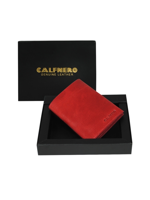 

CALFNERO Men Red Solid Two Fold Genuine Leather Wallet