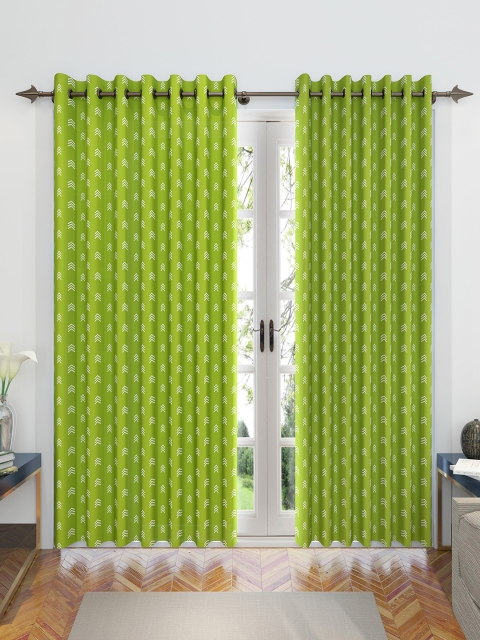 

Divine Casa Green & White Set of 2 Sheer Door Curtains